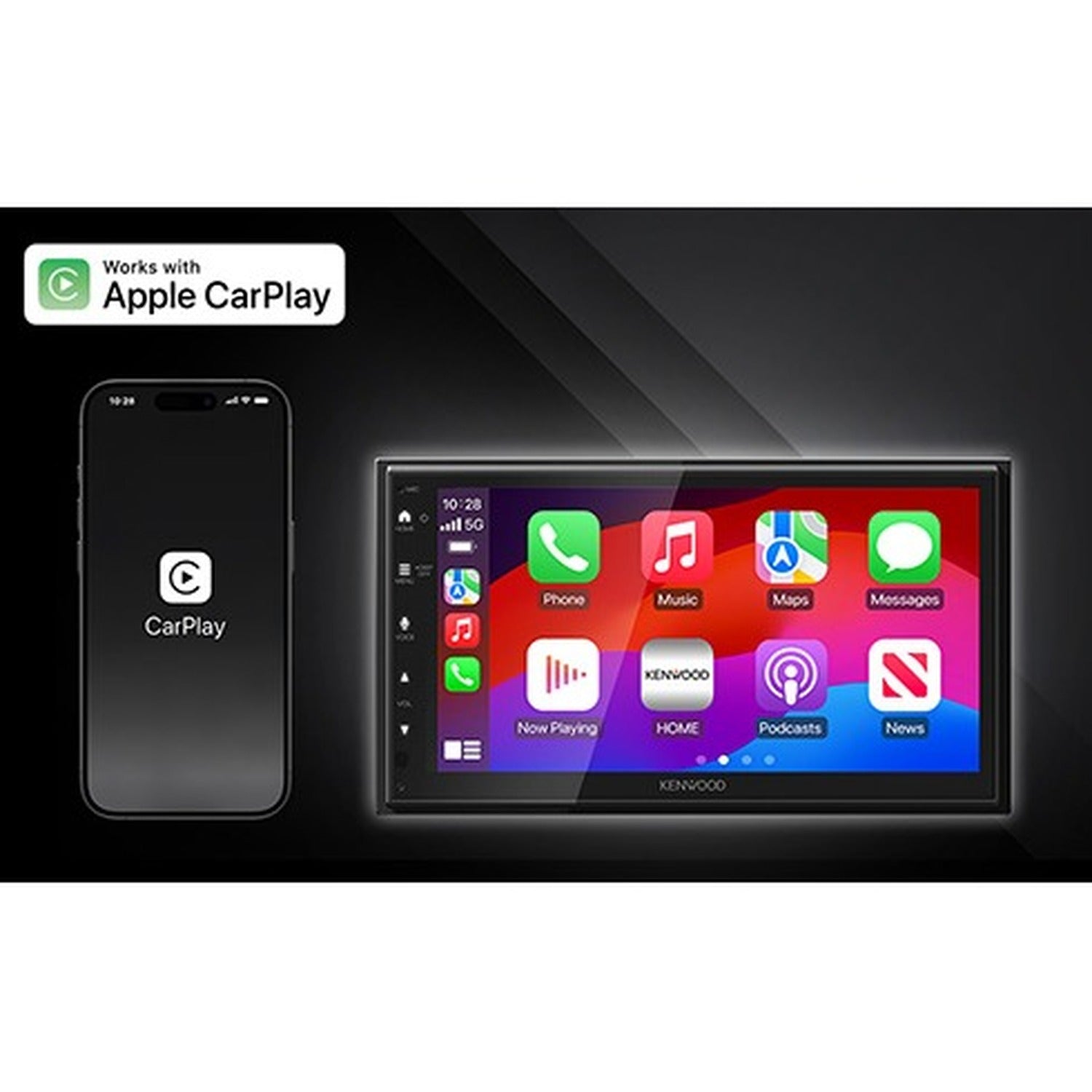 Kenwood - Récepteur Multimédia Numérique avec Écran Tactile de 6,8 po, Apple CarPlay et Android Auto sans fil, Préamplis 3,7 V, Pour Voiture, Noir - Simple Boutique