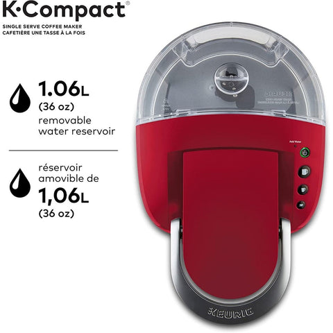 Keurig - Cafetière 1 Tasse K-Compact pour Dosette de Café K-Cup, Réservoir d'eau de 36oz, Rouge