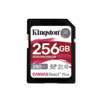 Kingston - Carte Mémoire SD Canvas React Plus V60, SDXC UHS-II 280R/100W U3/V60/4K, Capacité de 256 Go - Simple Boutique