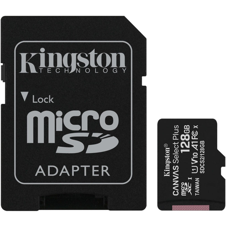 Kingston Carte Micro SD 128GB Canvas Select Plus 100R A1 C10 Carte + Adapteur - Simple Boutique