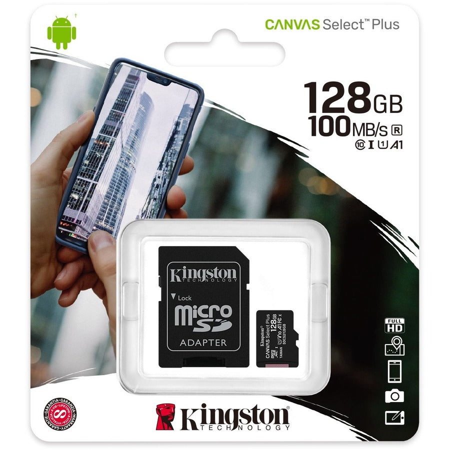 Kingston Carte Micro SD 128GB Canvas Select Plus 100R A1 C10 Carte + Adapteur - Simple Boutique
