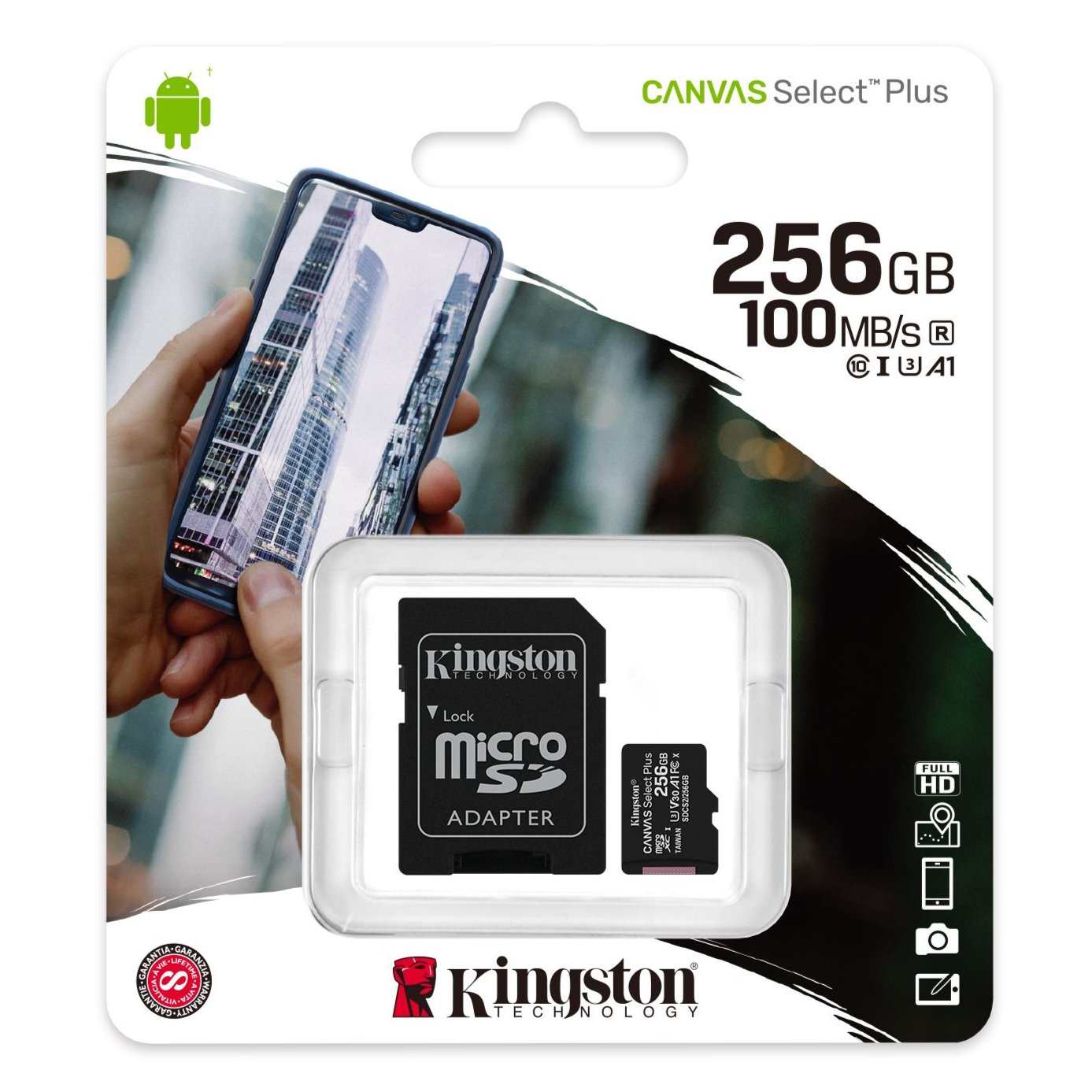 Kingston Carte Micro SD 256GB Canvas Select Plus 100R A1 C10 Carte + Adapteur - Simple Boutique