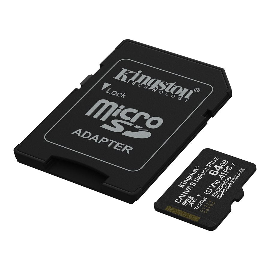 Kingston Carte Micro SD 64GB Canvas Select Plus 100R A1 C10 Carte + Adapteur - Simple Boutique