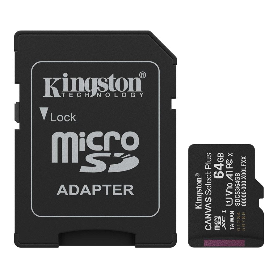Kingston Carte Micro SD 64GB Canvas Select Plus 100R A1 C10 Carte + Adapteur - Simple Boutique