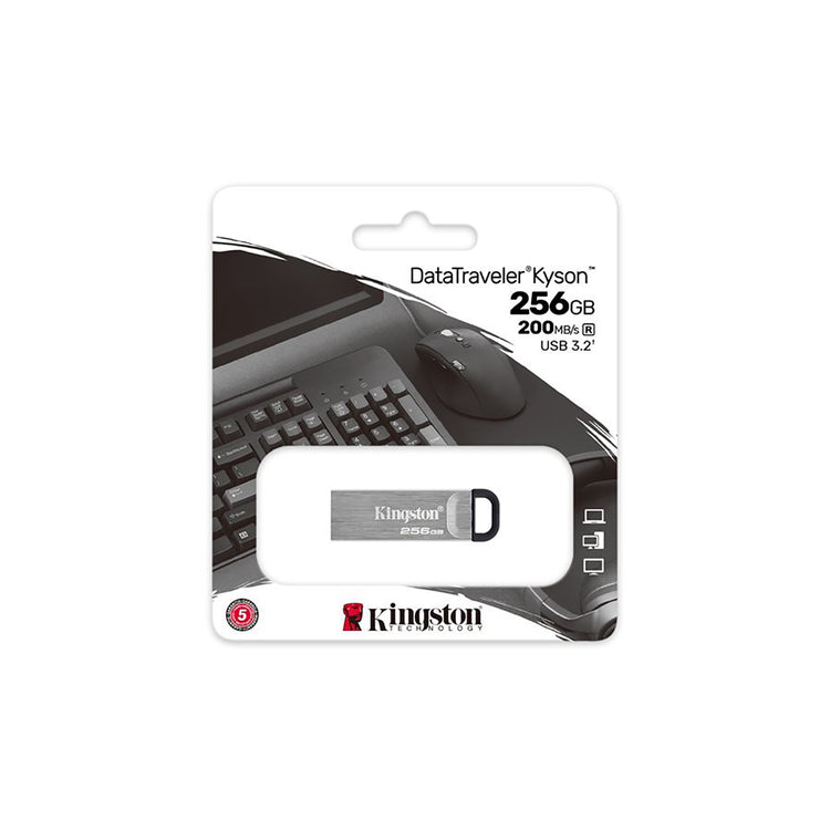 Kingston - Clé USB 3.2 DataTraveler Kyson, 200 Mo/s, Boitier en Métal, Capacité de 256Go - Simple Boutique