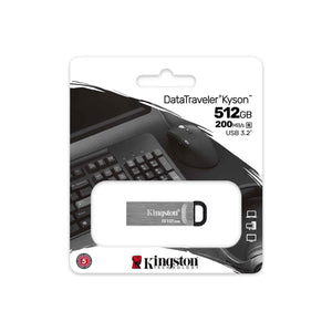 Kingston - Clé USB 3.2 DataTraveler Kyson, 200 Mo/s, Boitier en Métal, Capacité de 512Go - Simple Boutique