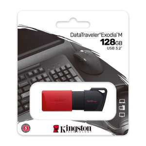 Kingston - Clé USB 3.2 Gen 1 DataTraveler Exodia M, Capacité de 128 Go, Rouge - Simple Boutique