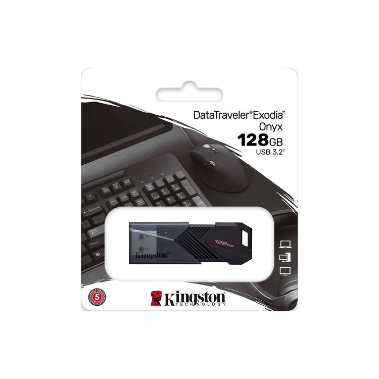 Kingston - Clé USB 3.2 Gen 1 DataTraveler Exodia Onyx, Capacité de 128 Go, Noir - Simple Boutique