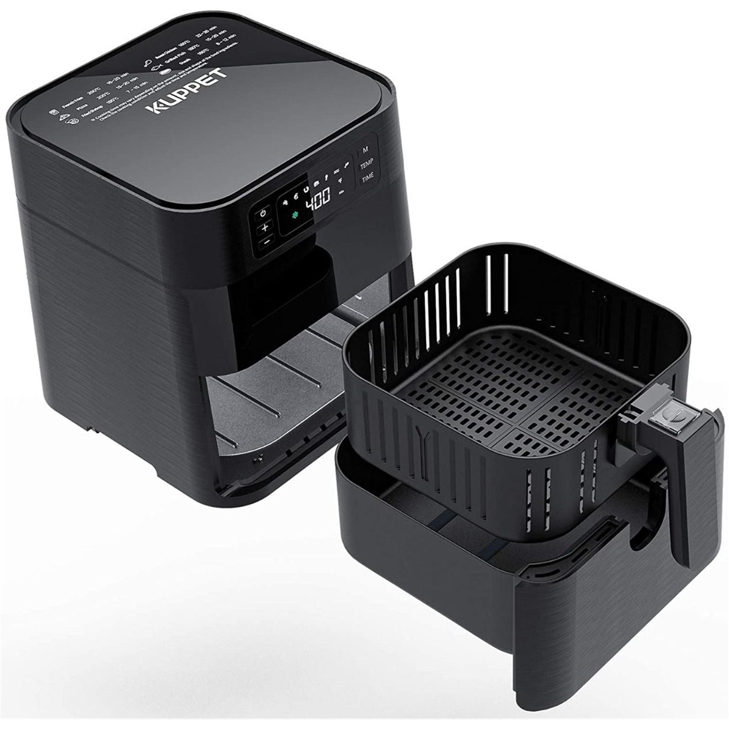 Kuppet - Friteuse à Air avec 7 Préréglages, Capacité de 5.8 Litres, 1700 Watts, Panier Anti-Adhésif, Noir - Simple Boutique