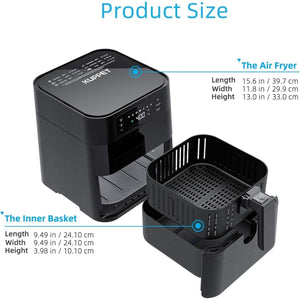 Kuppet - Friteuse à Air avec 7 Préréglages, Capacité de 5.8 Litres, 1700 Watts, Panier Anti-Adhésif, Noir - Simple Boutique