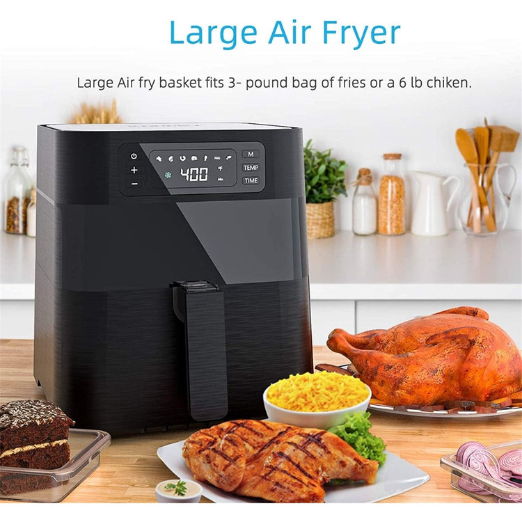 Kuppet - Friteuse à Air avec 7 Préréglages, Capacité de 5.8 Litres, 1700 Watts, Panier Anti-Adhésif, Noir - Simple Boutique