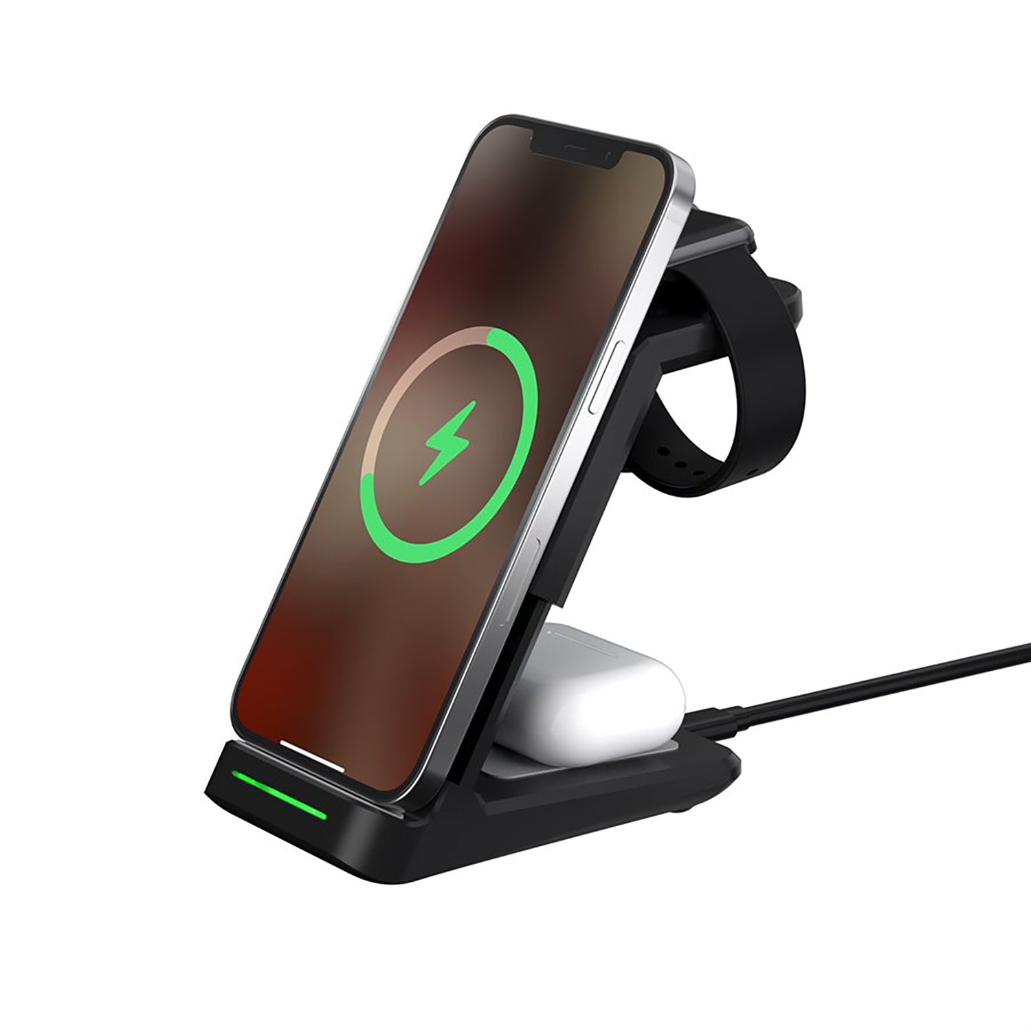 LAX - Station de Charge Rapide Sans-Fil 3 en 1, Noir - Simple Boutique