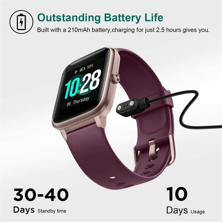 LetsFit - Montre Intelligente, Écran Tactile de 1.3'' avec Moniteur de Fréquence Cardiaque, Violet - Simple Boutique