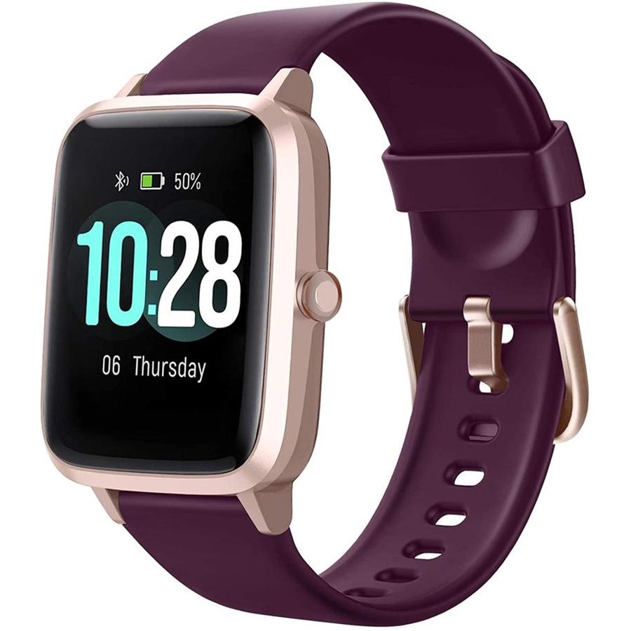 LetsFit - Montre Intelligente, Écran Tactile de 1.3'' avec Moniteur de Fréquence Cardiaque, Violet - Simple Boutique