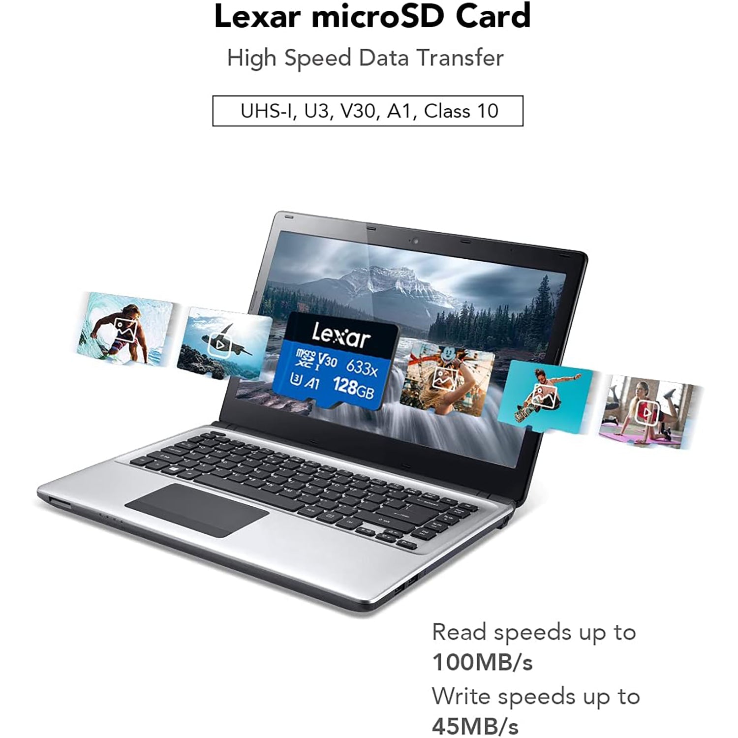 Lexar - Carte SDHC UHS-I Haute Performance Avec Adaptateur SD, Capacité de 128GO - Simple Boutique