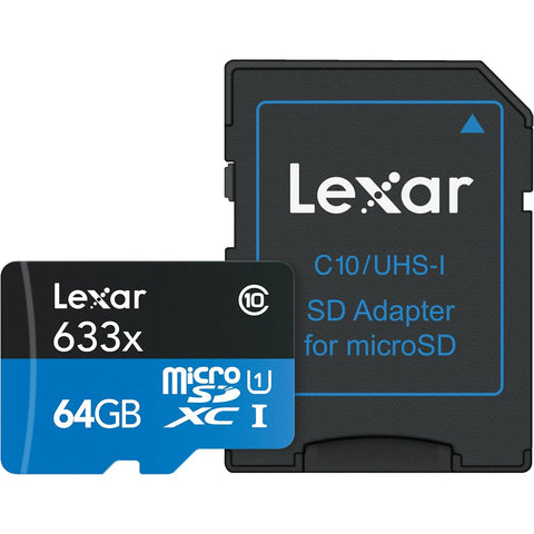 Lexar - Carte SDHC UHS-I Haute Performance Avec Adaptateur SD, Capacité de 64GO