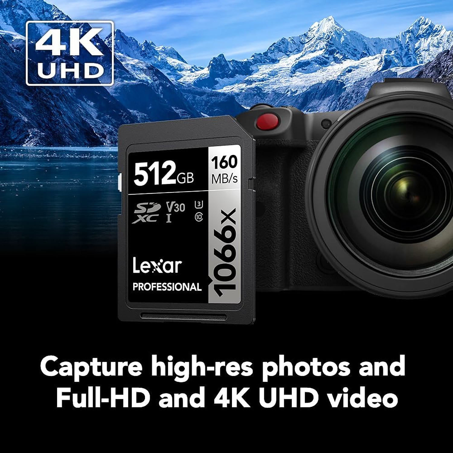 Lexar - Carte SDXC UHS-I 1066 x Professional Silver Series, Jusqu'à 160 Mo/s de Lecture, Capacité de 512GO - Simple Boutique