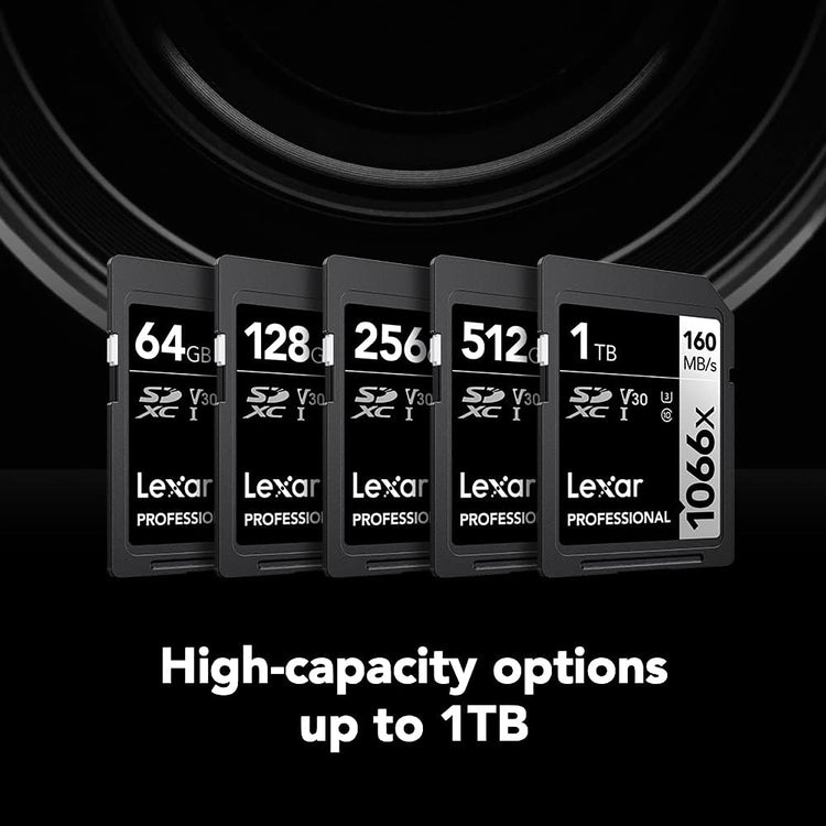 Lexar - Carte SDXC UHS-I 1066 x Professional Silver Series, Jusqu'à 160 Mo/s de Lecture, Capacité de 512GO - Simple Boutique