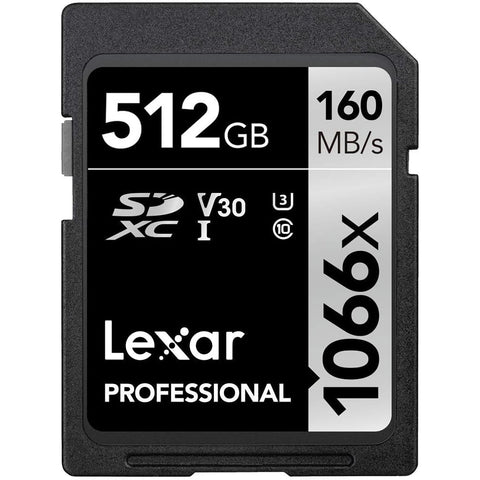 Lexar - Carte SDXC UHS-I 1066 x Professional Silver Series, Jusqu'à 160 Mo/s de Lecture, Capacité de 512GO