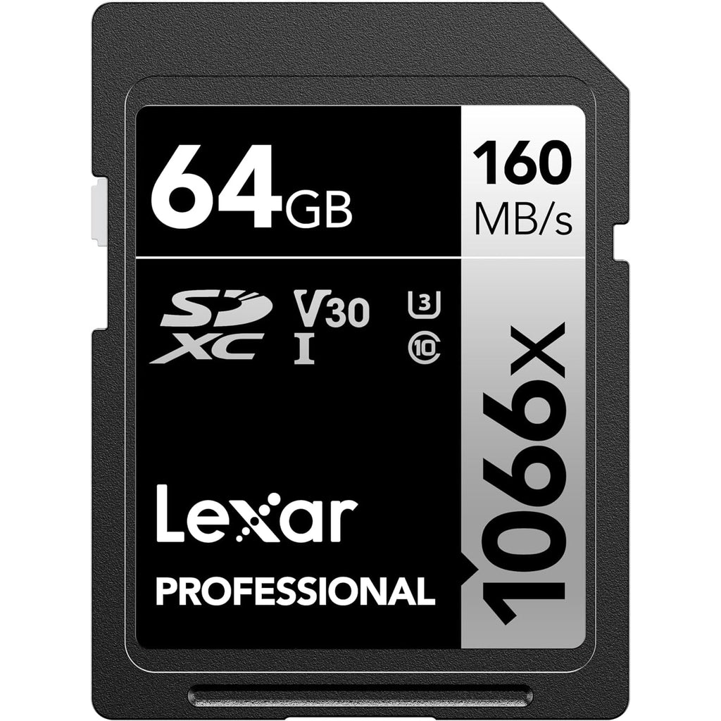 Lexar - Carte SDXC UHS-I 1066 x Professional Silver Series, Jusqu'à 160 Mo/s de Lecture, Capacité de 64GO