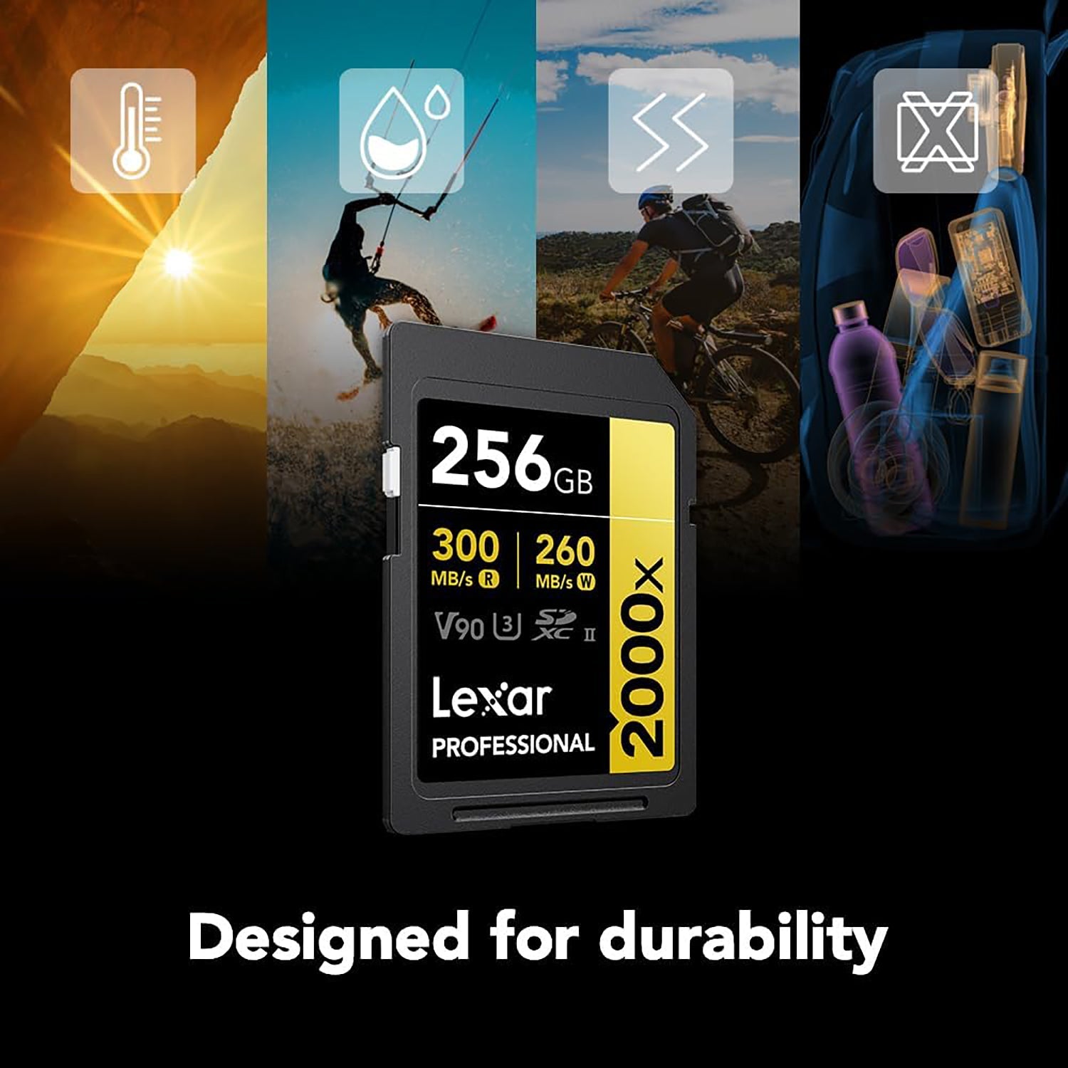 Lexar - Carte SDXC UHS-II 2000X Professional, Jusqu'à 300 Mo/s en Lecture, Capacité de 256GO - Simple Boutique