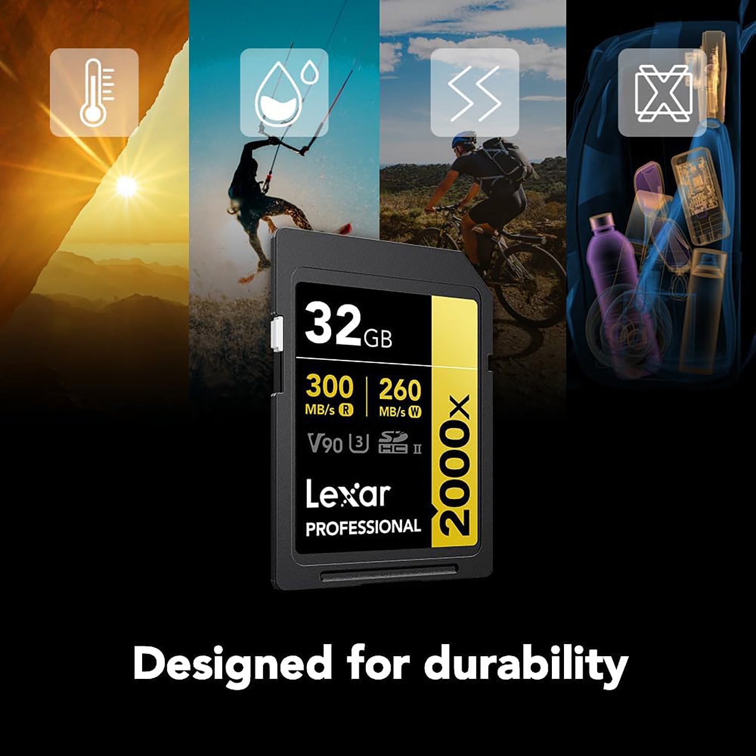 Lexar - Carte SDXC UHS-II 2000X Professional, Jusqu'à 300 Mo/s en Lecture, Capacité de 32GO - Simple Boutique