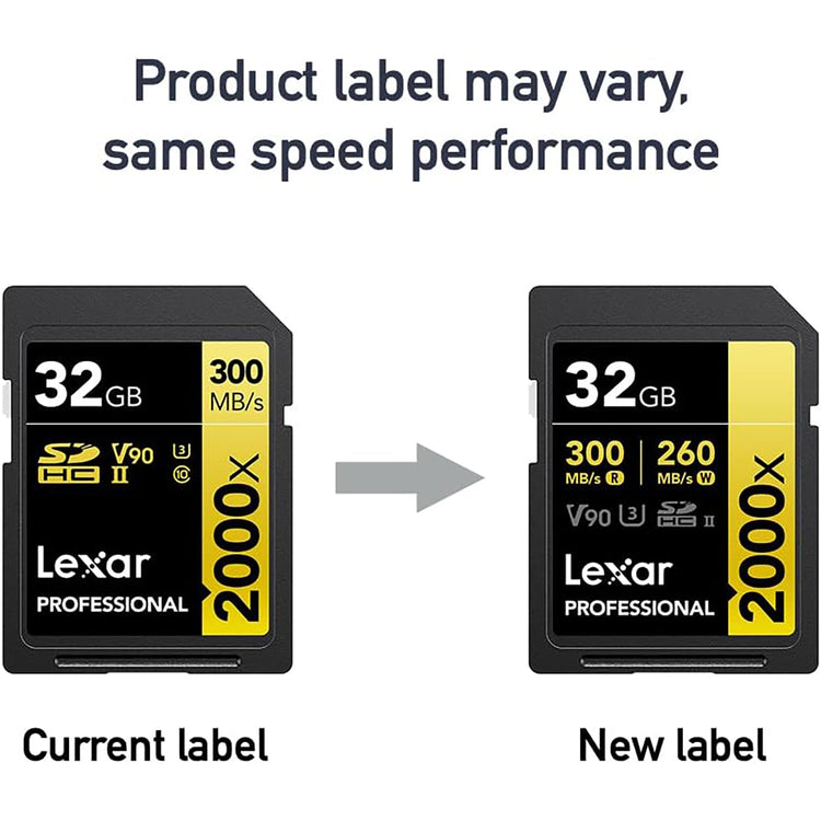 Lexar - Carte SDXC UHS-II 2000X Professional, Jusqu'à 300 Mo/s en Lecture, Capacité de 32GO - Simple Boutique