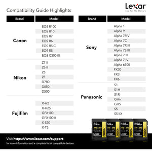 Lexar - Carte SDXC UHS-II 2000X Professional, Jusqu'à 300 Mo/s en Lecture, Capacité de 32GO - Simple Boutique