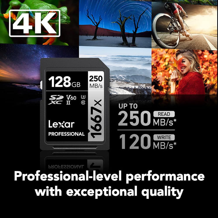 Lexar - Carte SDXC UHS-II/U3 1667X Professional, Jusqu'à 250 Mo/s de Lecture, Capacité de 128GO - Simple Boutique