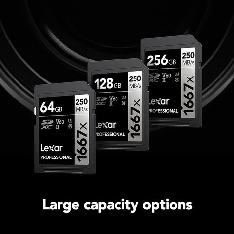 Lexar - Carte SDXC UHS-II/U3 1667X Professional, Jusqu'à 250 Mo/s de Lecture, Capacité de 64GO
