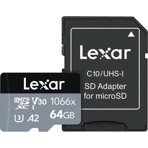 Lexar - Carte microSDXC UHS-I Avec Adaptateur SD, Jusqu'à 160 Mo/s en Lecture, Capacité de 64GO