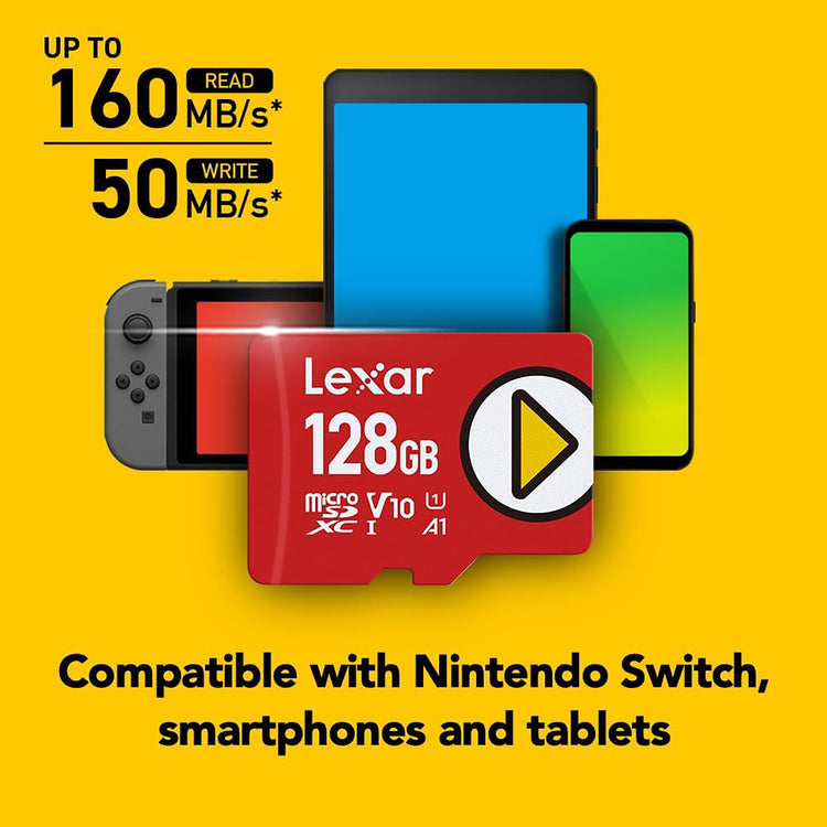 Lexar - Carte microSDXC UHS-I, Jusqu'à 150 Mo/s en Lecture, Capacité de 128GO - Simple Boutique