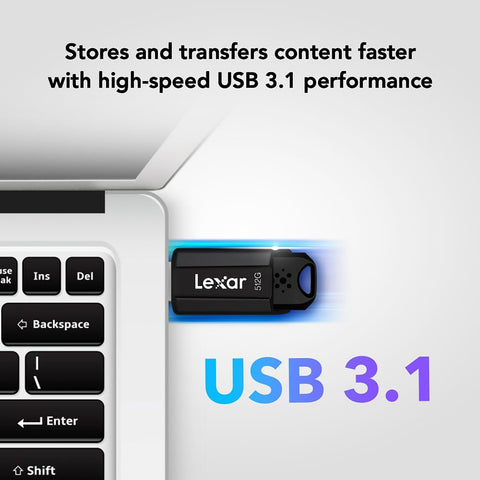 Lexar - Clé USB 3.1 JumpDrive S80, Jusqu'à 150 Mo/s en Lecture, Capacité de 128GO
