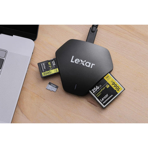 Lexar - Lecteur de Carte USB 3 en 1 Pour Carte SD, Micro SD et CF, Noir