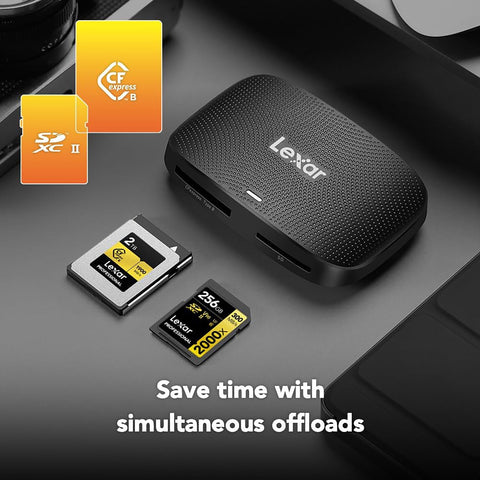 Lexar - Lecteur de Carte USB Professionnel pour CFexpress Type B et Cartes SD, Vitesses de Transfert jusqu'à 10 Gbit/s
