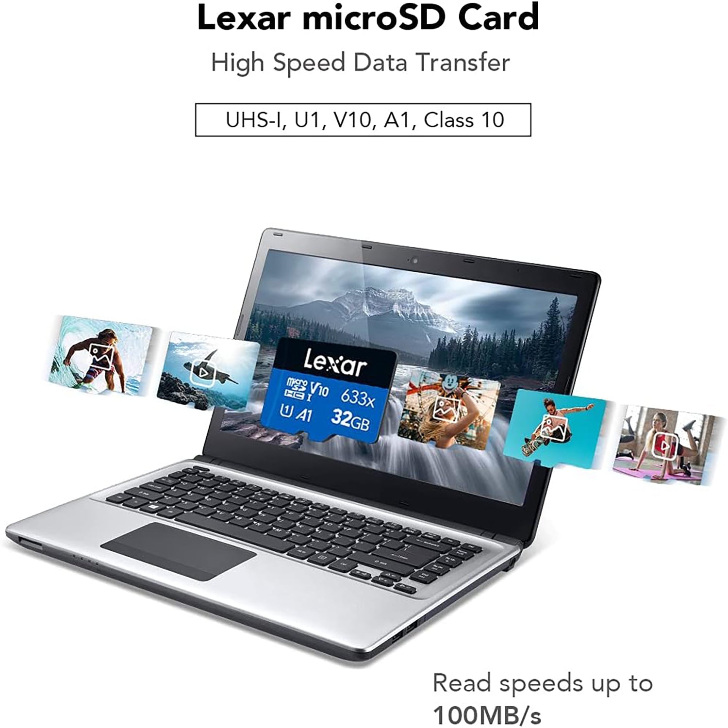 Lexar - Lot de 2 Cartes microSDHC UHS-I avec Adaptateur SD, Jusqu'à 95 Mo/s en Lecture, Capacité de 32GO - Simple Boutique