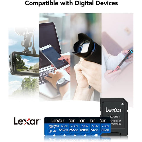 Lexar - Lot de 2 Cartes microSDHC UHS-I avec Adaptateur SD, Jusqu'à 95 Mo/s en Lecture, Capacité de 32GO