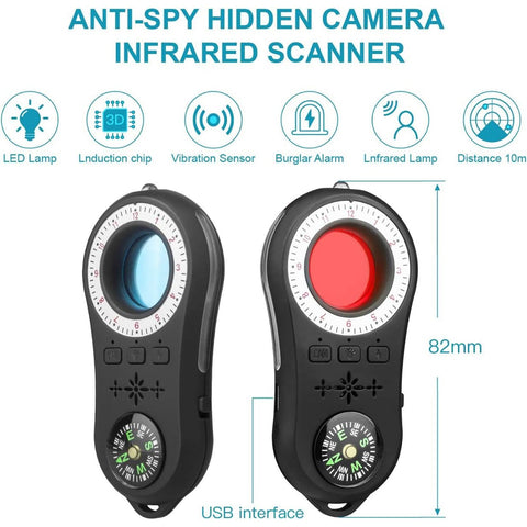 Linkit Security - Détecteur de Caméra Cachée avec Une Distance de Balayage de 10 Mètres, Noir