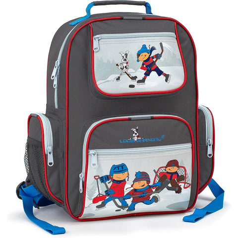 Louis Garneau - Sac à Dos Pour Enfants Préscolaire et Primaire, Dos Rembourré, 5 Pochettes, Collection Hockey