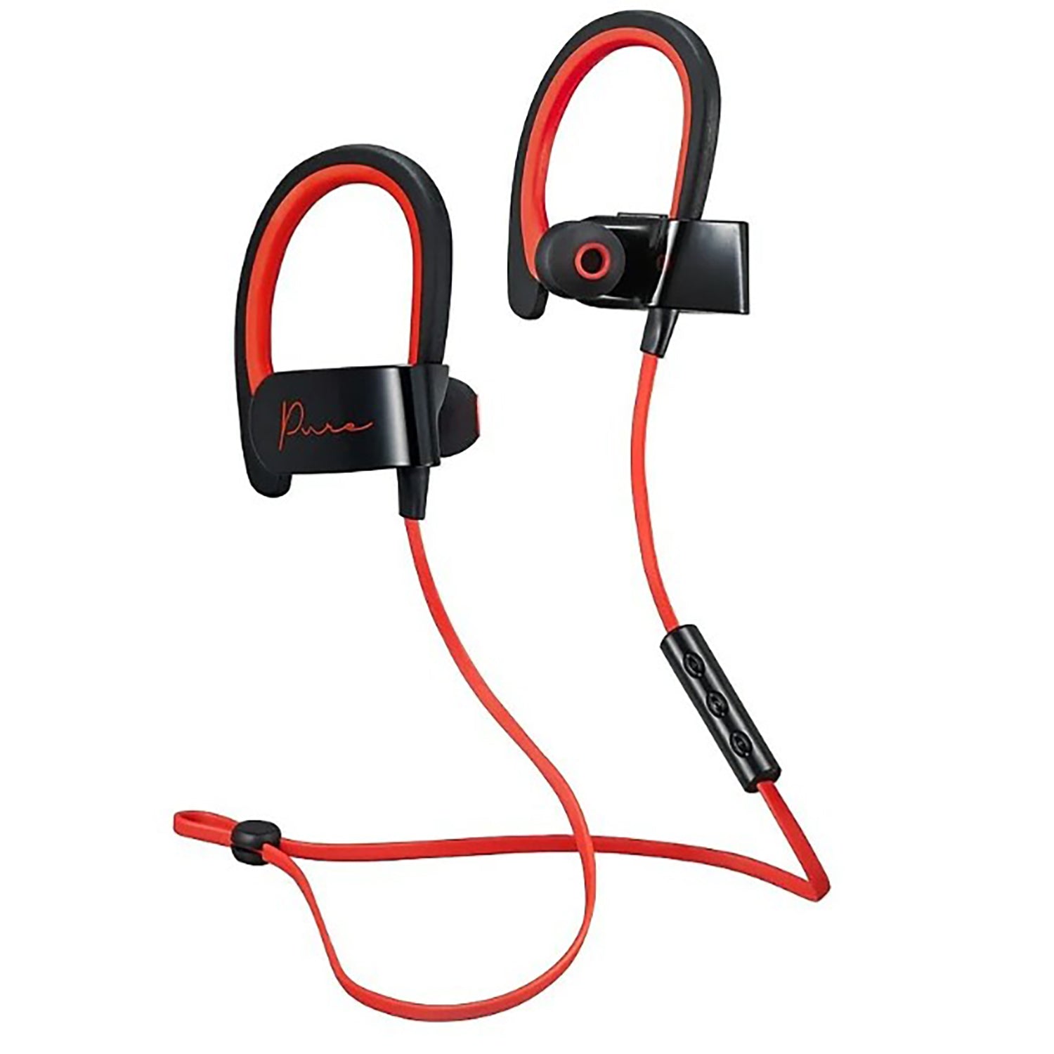 M - Écouteurs Sans-Fil Intra-Auriculaires Pure avec Clip D'oreille, Télécommande et Microphone Intrégré, Rouge - Simple Boutique