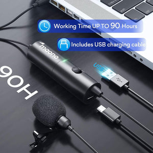 Maono - Microphone Cravate Omnidirectionel Rechargeable, Autonomie de 90 Heures, Noir - Simple Boutique