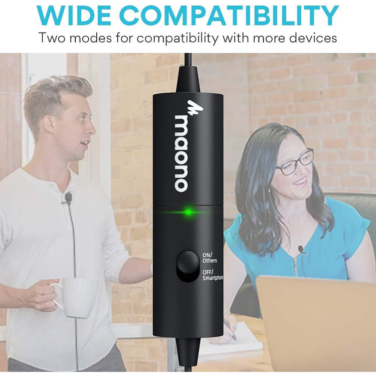 Maono - Microphone Cravate Omnidirectionel Rechargeable, Autonomie de 90 Heures, Noir - Simple Boutique