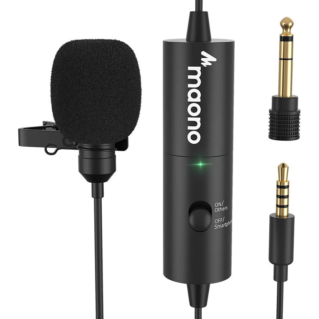 Maono - Microphone Cravate Omnidirectionel Rechargeable, Autonomie de 90 Heures, Noir