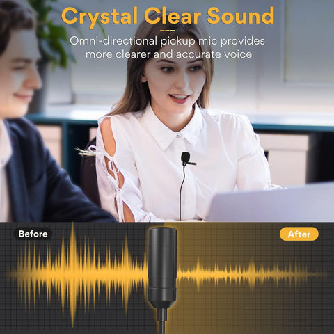 Maono - Microphone Cravate USB Omnidirectionel avec Prise Audio pour Casque, Noir