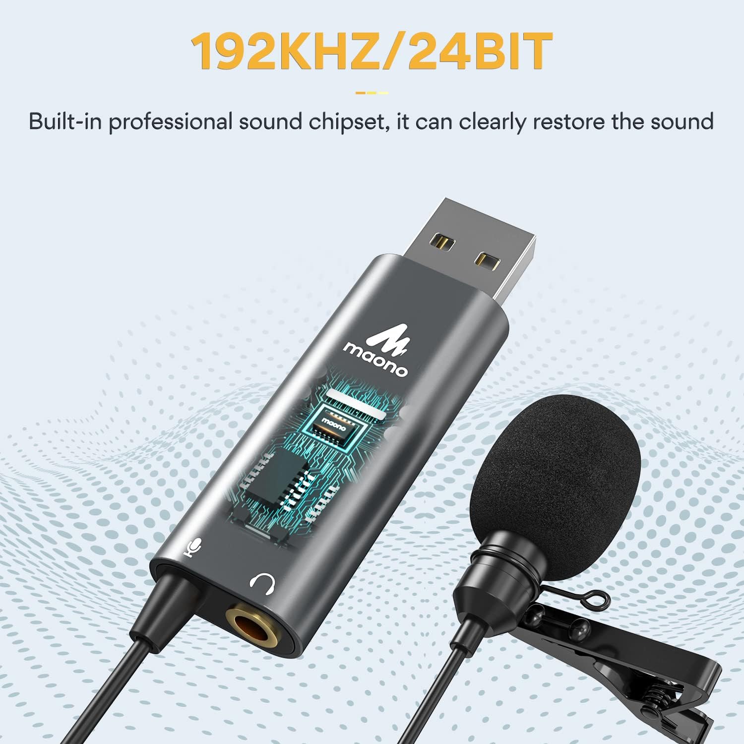 Maono - Microphone Cravate USB Omnidirectionel avec Prise Audio pour Casque, Noir - Simple Boutique