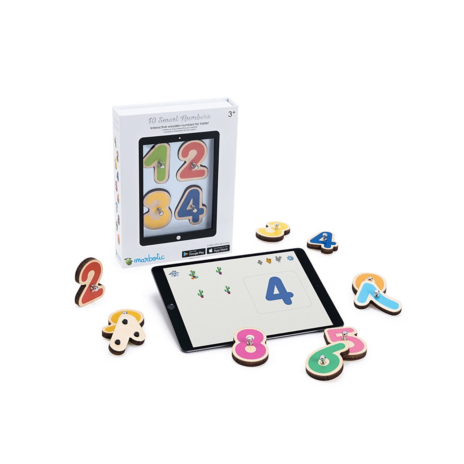 Marbotic - Ensemble de Chiffre Intelligent en Bois pour Tablette, Pour en Enfant de 3 à 5 ans - Simple Boutique