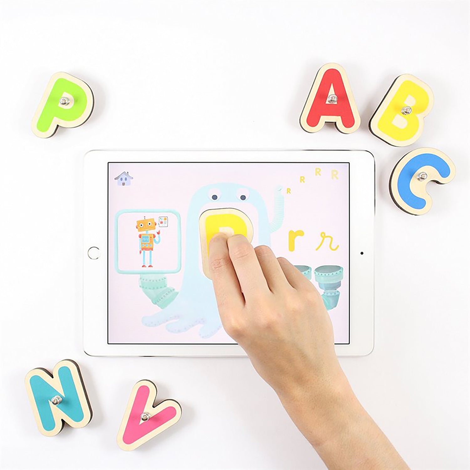 Marbotic - Ensemble de Lettres Intelligente en Bois pour Tablette, Pour Enfants de 3 à 5 ans - Simple Boutique
