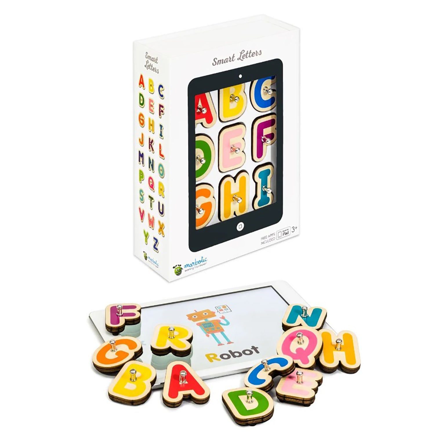 Marbotic - Ensemble de Lettres Intelligente en Bois pour Tablette, Pour Enfants de 3 à 5 ans - Simple Boutique