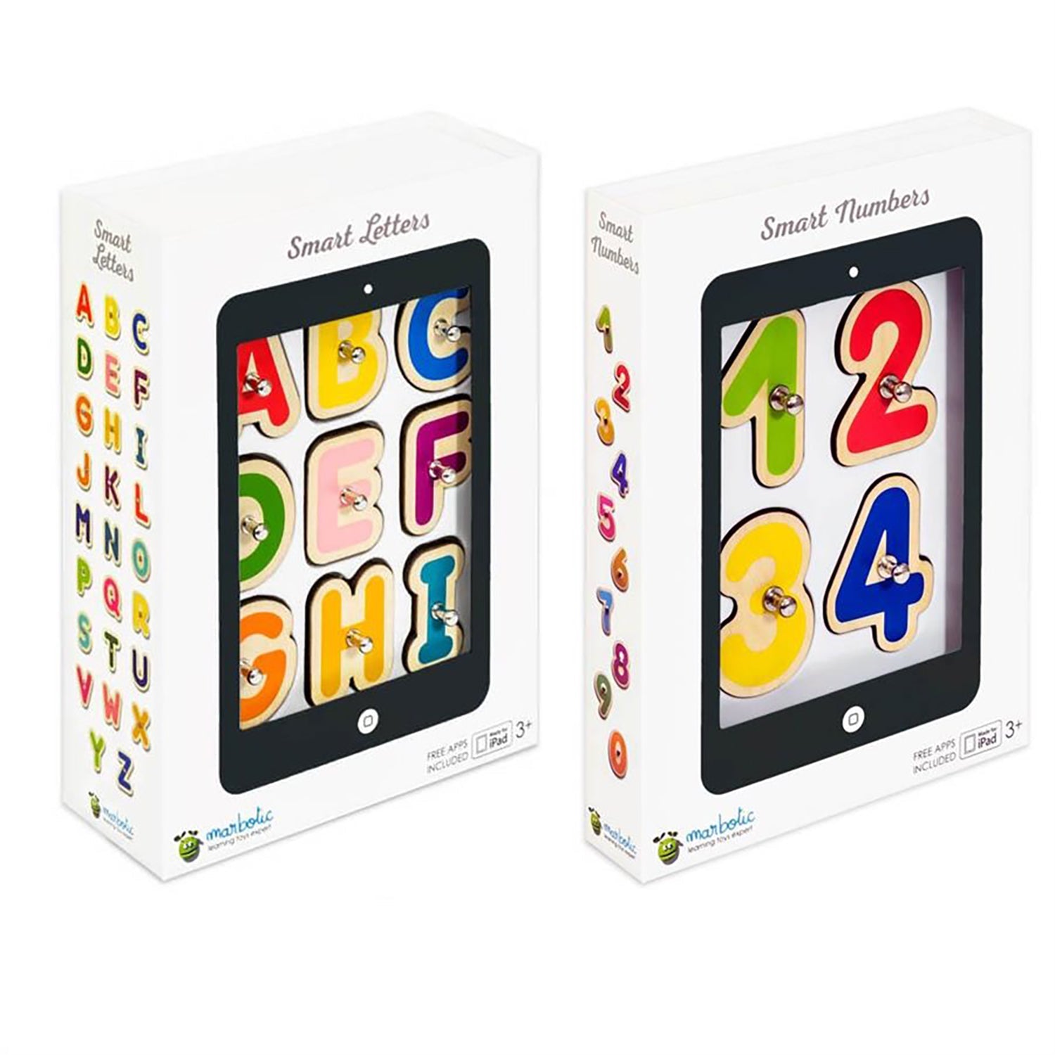 Marbotic - Ensemble de Lettres et de Chiffres Intelligents en Bois pour Tablette, Pour Enfants de 3 à 5 ans - Simple Boutique