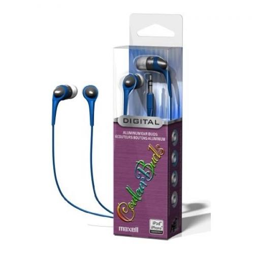 Maxell Digital Écouteurs Boutons - Bleu et Argent - Simple Boutique